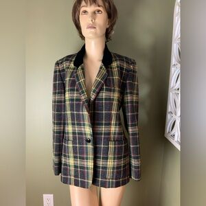 JH Collectibles Black and Green Plaid Blazer size 8 ILGWU